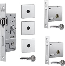 Carregar imagem no visualizador da galeria, KIT DE FECHADURA PORTA PIVOTANTE TETRA CHAVE TRINCO ROLETE 800 40MM CROMADO STAM

