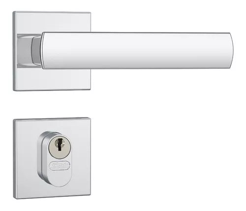 FECHADURA PORTA EXTERNA 803/35 ACABAMENTO CROMADO - ROSETA QUADRADA 1 DE AÇO INOX STA